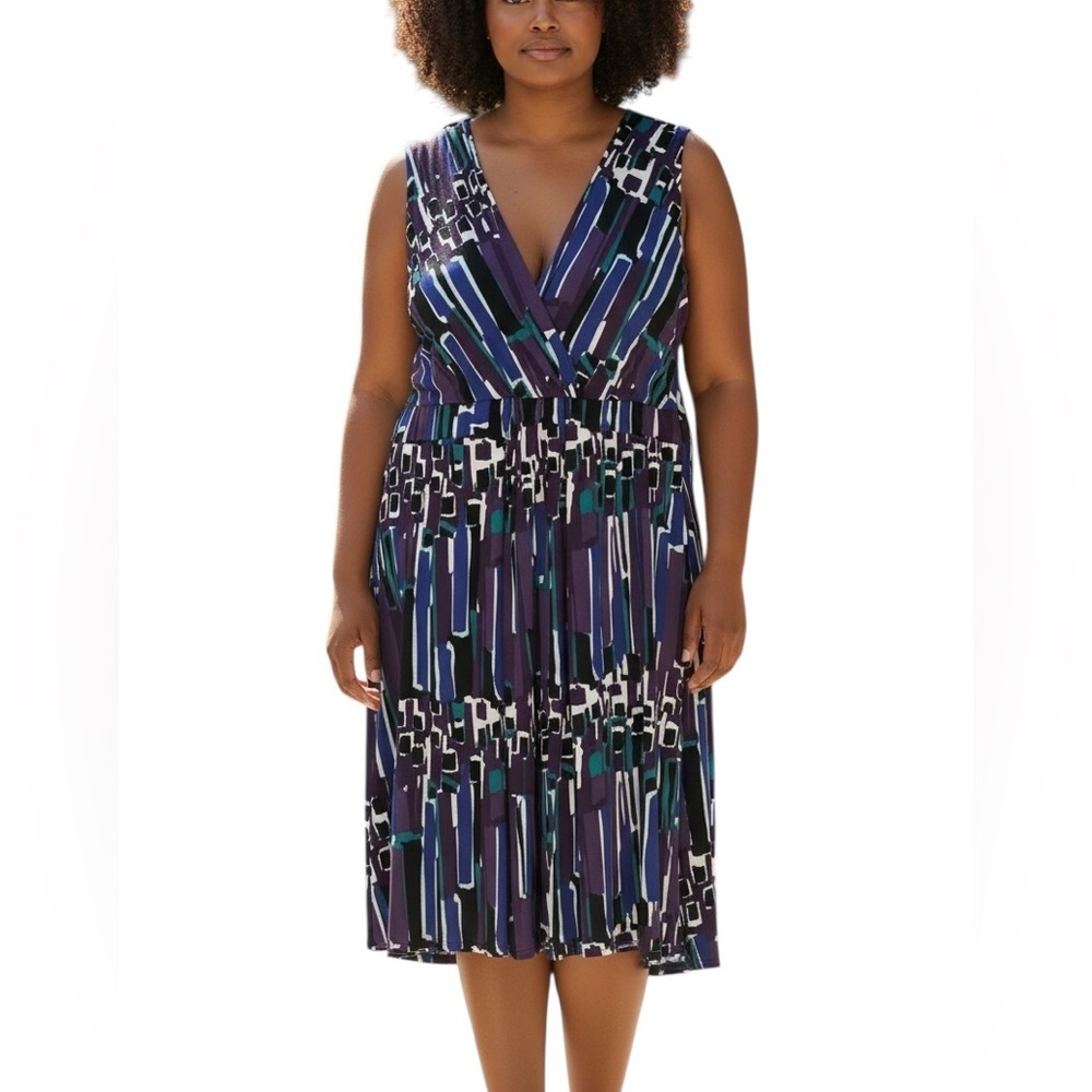 Merona Sleeveless Midi Dress Women’s 2X Deep V-Neck Pullover Stretch NWT